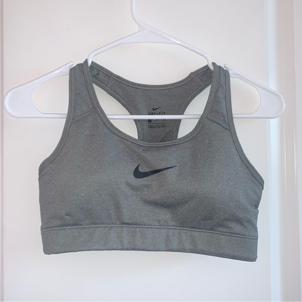 Nike Gray Sports Bra with Black Swoosh